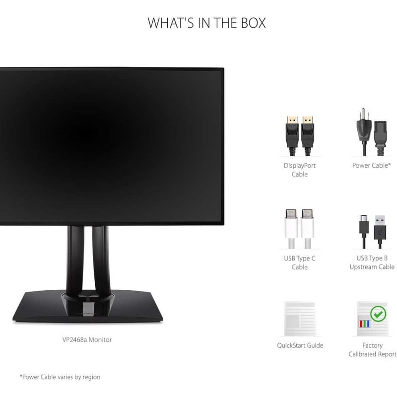ViewSonic VP2468a 24-Inch Premium IPS 1080p Monitor with Advanced Ergonomics, ColorPro 100% sRGB Rec 709, 14-bit 3D LUT, Eye Care, 65W USB C, RJ45, HDMI, DP Daisy Chain for Home and Office