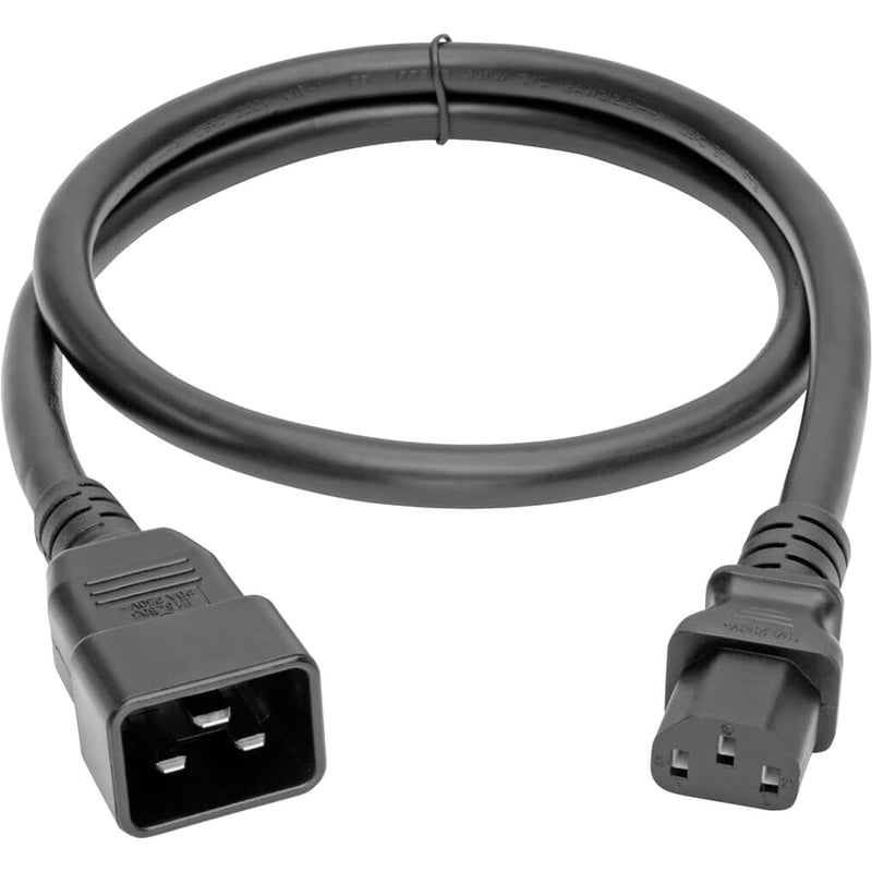 Eaton Tripp Lite Series C20 to C13 Power Cord for Computer - Heavy-Duty, 15A, 100-250V, 14 AWG, 3 ft. (0.91 m), Black - Thumbnail 2