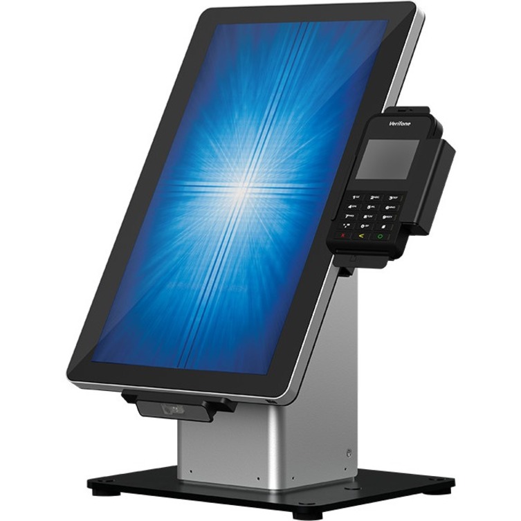 Elo Slim Desk Mount for Touchscreen Monitor, Cradle, Bar Code Reader, Fingerprint Reader, Webcam - Black, Silver - Thumbnail 3