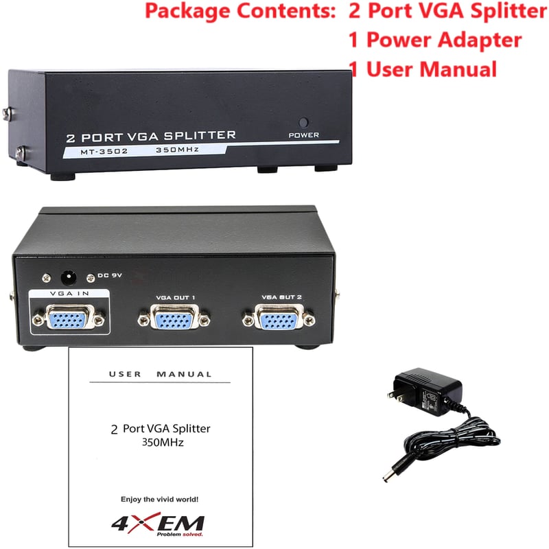 4XEM 2-Port VGA Splitter 350 MHz - Thumbnail 2