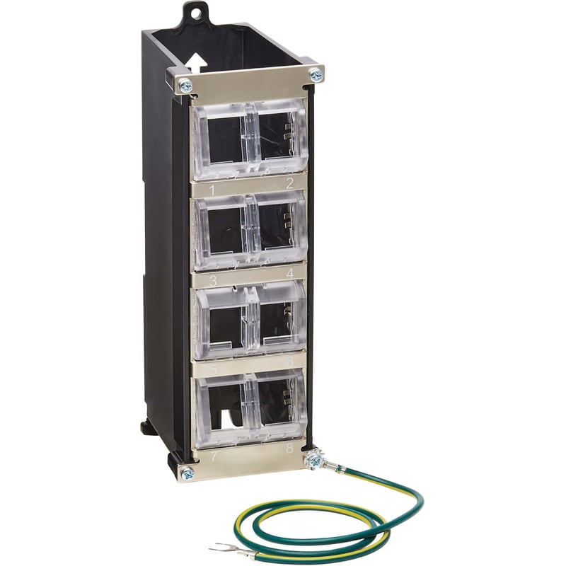 Tripp Lite by Eaton 8-Port Metal DIN-Rail Mounting Keystone Patch Panel with Grounding, Black/Silver, TAA - Thumbnail 1