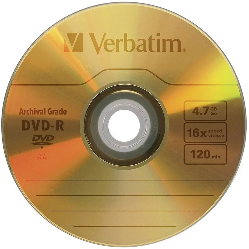 Verbatim DVD-R 4.7GB 16X UltraLife Gold Archival Grade with Branded Surface and Hard Coat - 5pk Jewel Case - Thumbnail 2