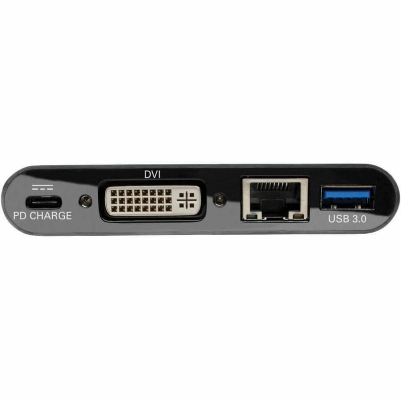 Eaton Tripp Lite Series USB-C Multiport Adapter, DVI, USB 3.x (5Gbps) Hub Port, Gbe and PD Charging, Black - Thumbnail 4