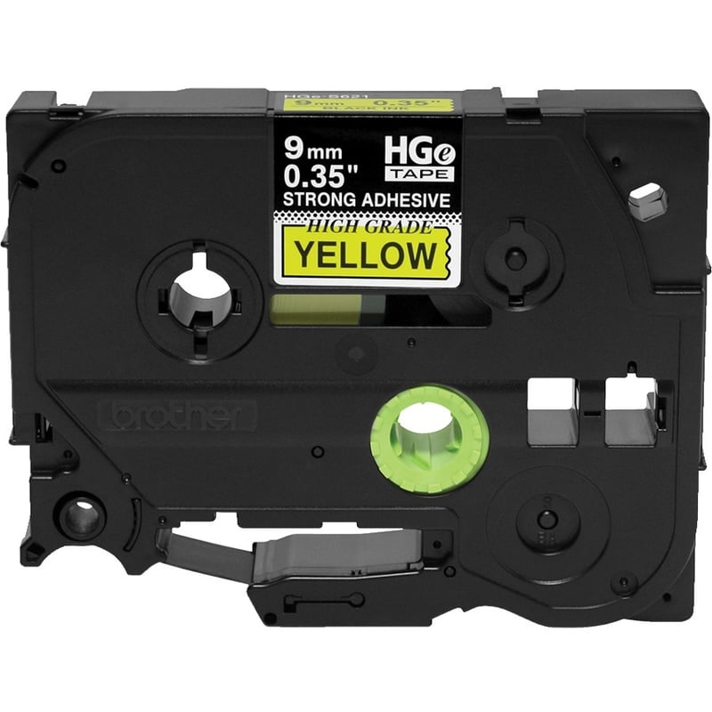 Brother HGES6215PK Black on Yellow Extra-Strength Adhesive Label Tape - Thumbnail 1