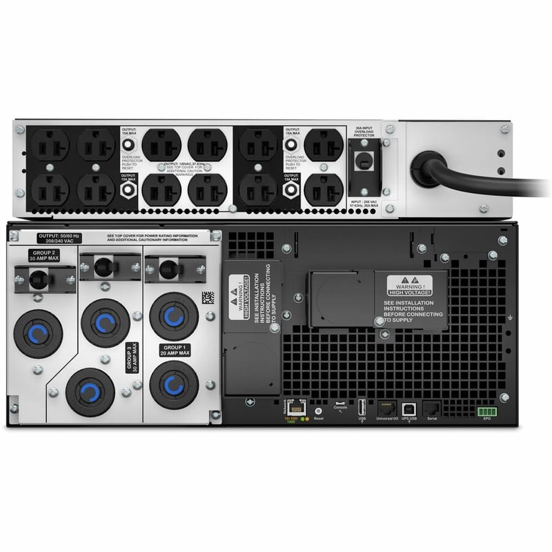 APC Smart-UPS On-Line, 6kVA/6kW, Rackmount 6U, 208V, 12x 5-20R+2x L6-20R+2x L6-30R NEMA, Network Card+SmartSlot, W/ transformer 208V-120V, W/ rail kit - Thumbnail 5