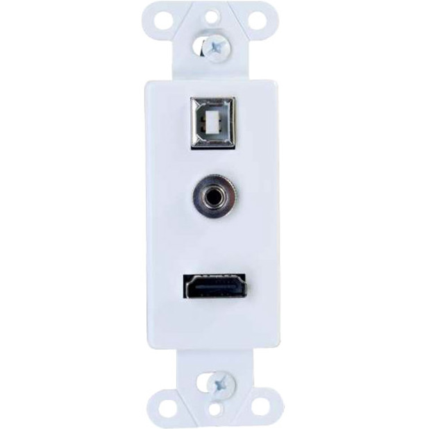 C2G Decorative HDMI Wall Plate with USB and 3.5mm White - Thumbnail 2