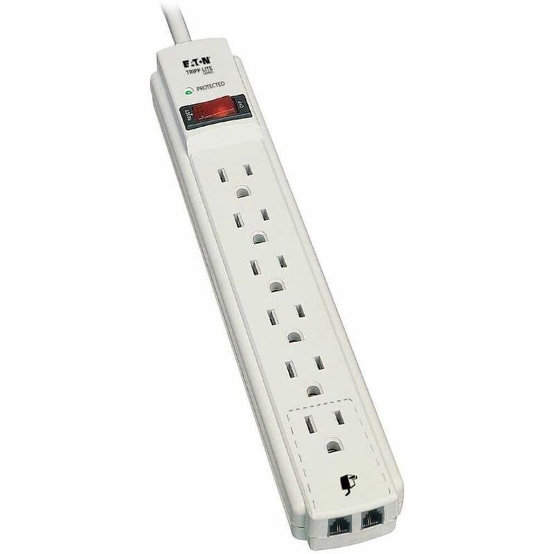 Tripp Lite by Eaton Protect It! 6-Outlet Surge Protector 8 ft. (2.43 m) Cord 990 Joules Tel/Modem Protection Gray Housing - Thumbnail 2