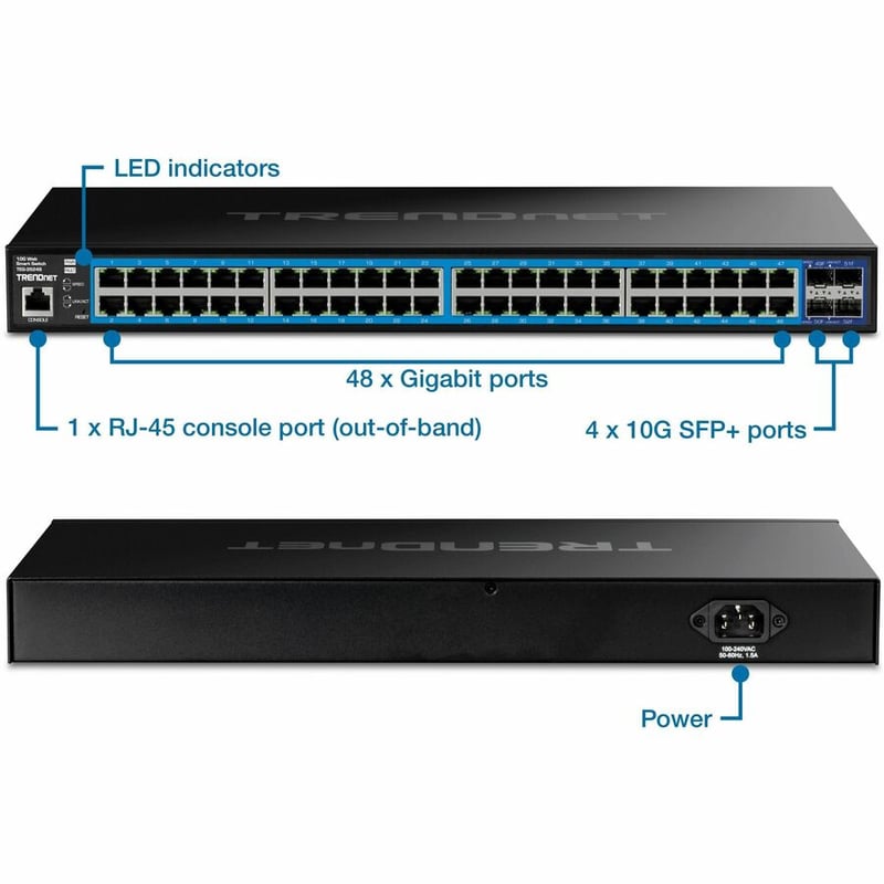TRENDnet 52-Port Gigabit Web Smart Switch with 10G SFP+ Ports - Thumbnail 4