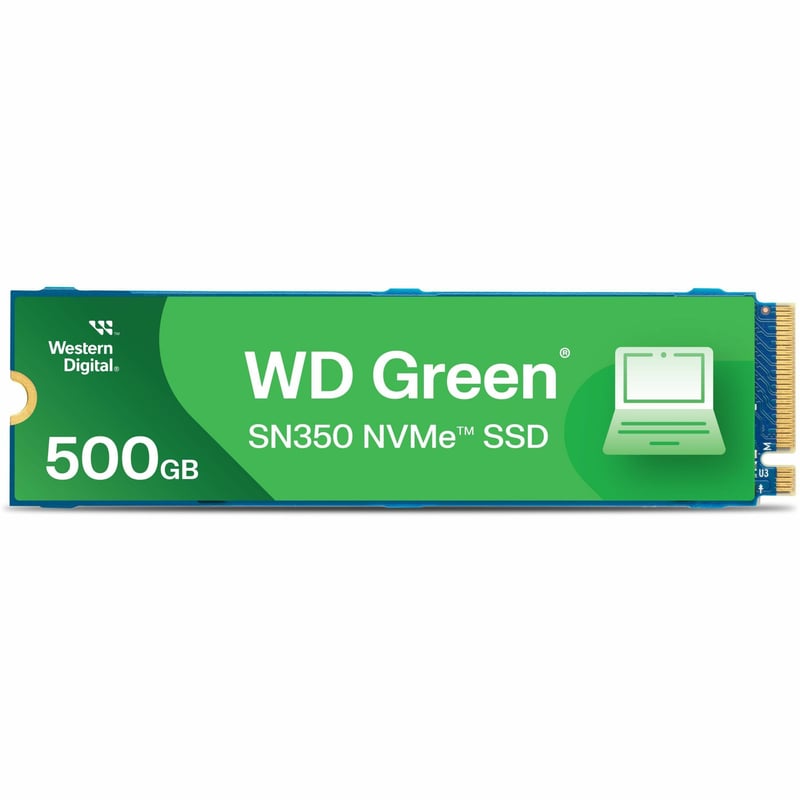WD SN350 500 GB Solid State Drive - M.2 2280 Internal - PCI Express NVMe (PCI Express NVMe 3.0) - Green - Thumbnail 1