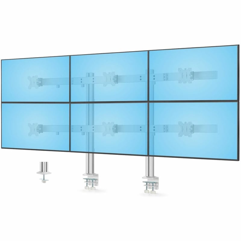 SIX-MONITOR DESK MOUNT CROSSBAR MAX 32IN SCREENS/17.6LB EACH/VESA - Thumbnail 1