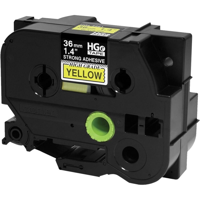 Brother HGES6615PK Black on Yellow Extra-Strength Adhesive Label Tape - Thumbnail 3