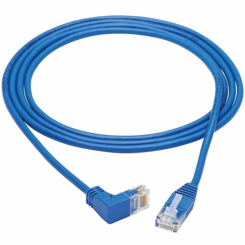 Eaton Tripp Lite Series Down-Angle Cat6 Gigabit Molded Slim UTP Ethernet Cable (RJ45 Right-Angle Down M to RJ45 M), Blue, 5 ft. (1.52 m) - Thumbnail 2
