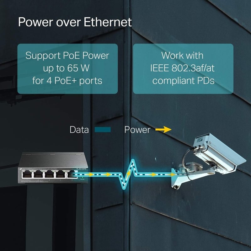 TP-Link TL-SG105PE - 5-Port Gigabit Easy Smart Switch with 4-Port PoE+ - Thumbnail 4