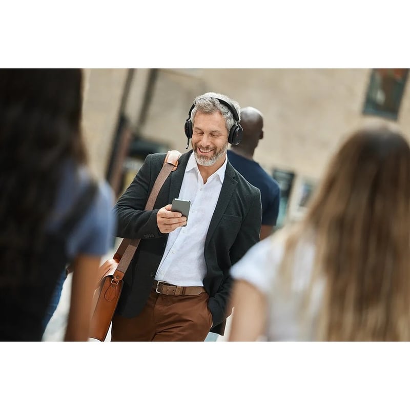 Jabra Evolve2 75 Wireless On-ear Stereo Headset - USB-A - Unified Communication - Black - Binaural - Ear-cup - 3000 cm - Bluetooth - 20 Hz to 20 kHz - MEMS Technology Microphone - Noise Cancelling - Thumbnail 5