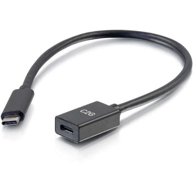 C2G 1ft USB C Extension Cable - USB C to USB C Extension Cable - USB 3.1 Gen 2 - 10Gbps - M/F - Thumbnail 1