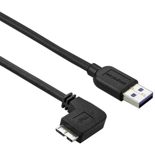 StarTech.com 0.5m 20in Slim Micro USB 3.0 (5Gbps) Cable - M/M - USB 3.0 A to Left-Angle Micro USB - USB 3.2 Gen 1 - Thumbnail 1