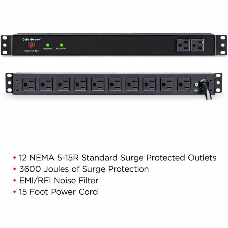 CyberPower RKBS15S2F10R Rackbar 12 - Outlet Surge with 3600 J - Thumbnail 2