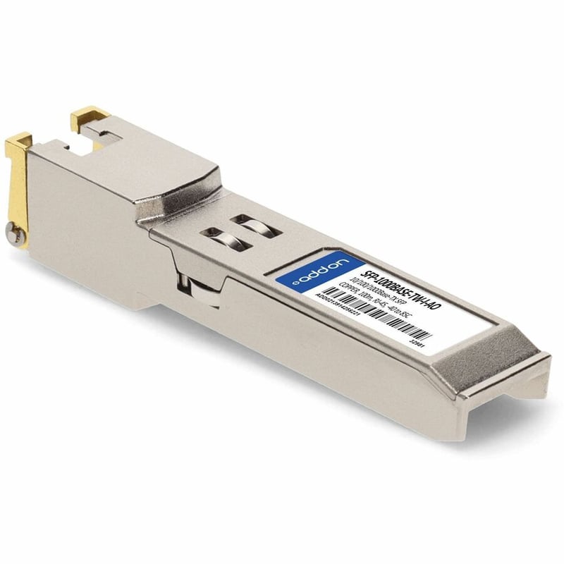 AddOn MSA and TAA 10/100/1000Base-TX SFP Transceiver (Copper, RJ-45, 100m, SGMII, LOS, Auto Negotiation, Trap Door and Wire Bail, -40 to 85C) - Thumbnail 3