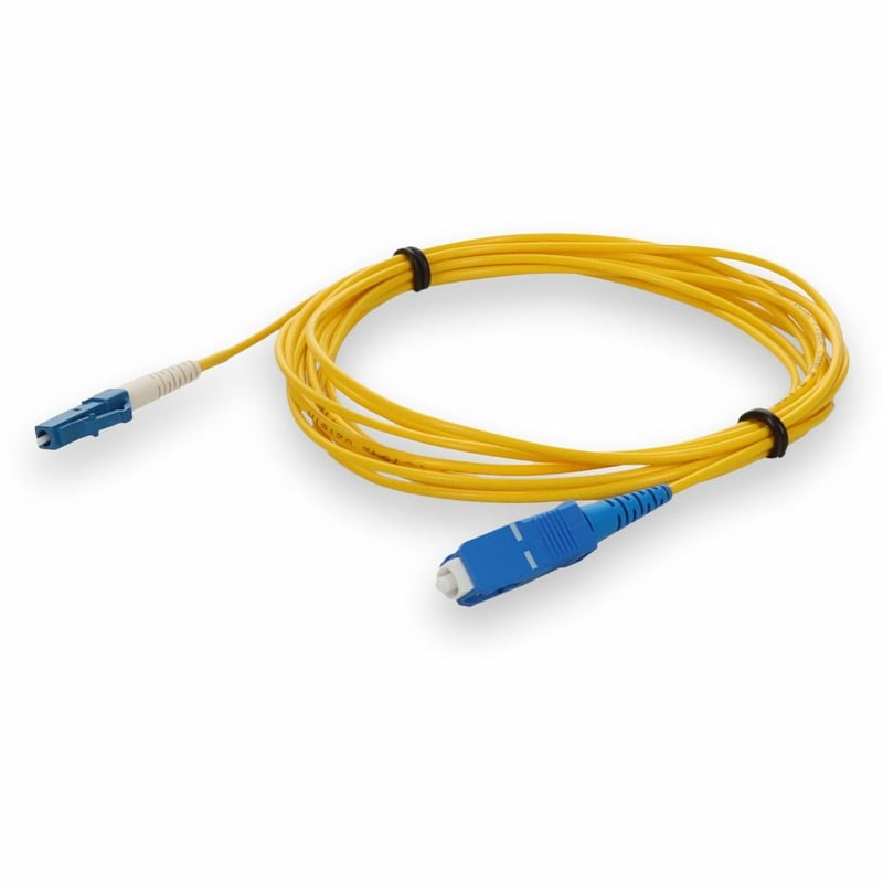 AddOn 2m SC to LC Yellow OS2 Simplex Microboot, Snagless OFNR (Riser-Rated) SMF Fiber Patch Cable - Thumbnail 1