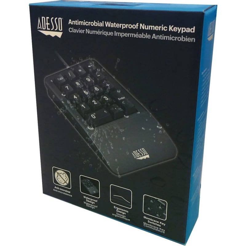 Adesso Antimicrobial Waterproof Numeric Keypad with Wrist Rest Support - Thumbnail 4