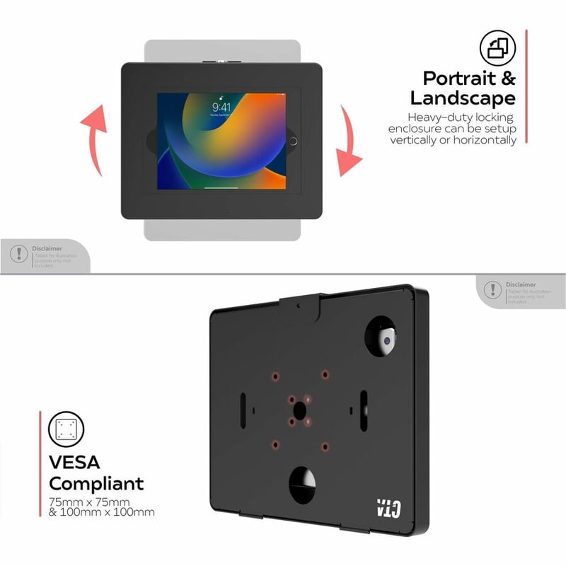 CTA Digital Premium VESA Locking Mount for iPad Gen 10 - 10.9" , 9.7-11" Tablets - Thumbnail 3
