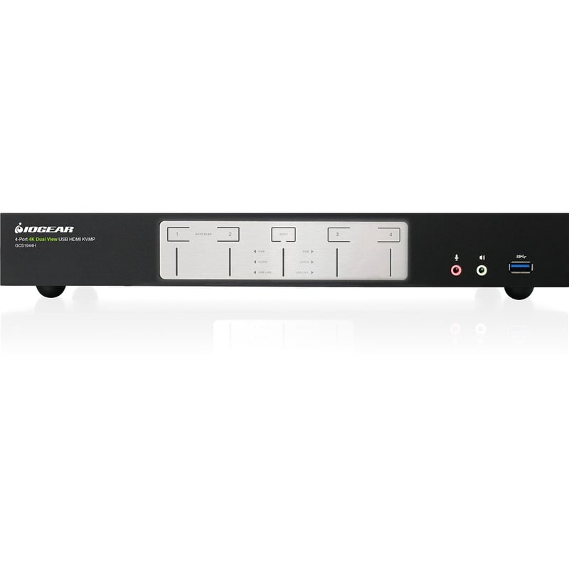 IOGEAR 4-Port 4K Dual View KVMP Switch with HDMI Connection, USB 3.0 Hub and Audio - Thumbnail 1