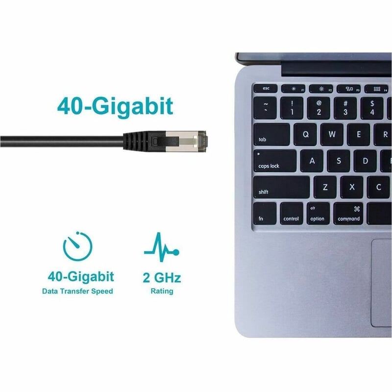 MONOPRICE CAT8 5FT BLACK PATCH CABLE DOUBLE SHIELDED (S/FTP) 28AWG 2GHZ 40G PURE - Thumbnail 4