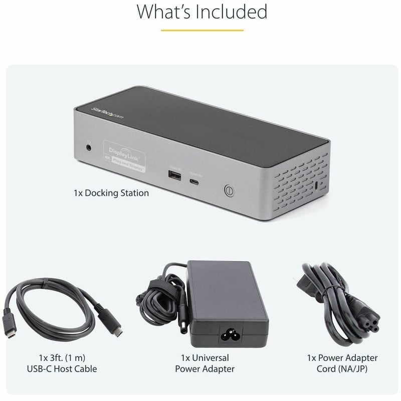 StarTech.com USB-C Dock, 4K 60Hz Quad Monitor DisplayPort & HDMI, Universal USB C Docking Station, 100W Power Delivery, USB Hub 1C/3A, GbE