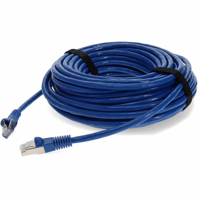 AddOn 30ft Blue CAT 7 Shielded (S/FTP) PVC Ethernet Cable Snagless Bubble Boot RJ-45 M/M - Thumbnail 1