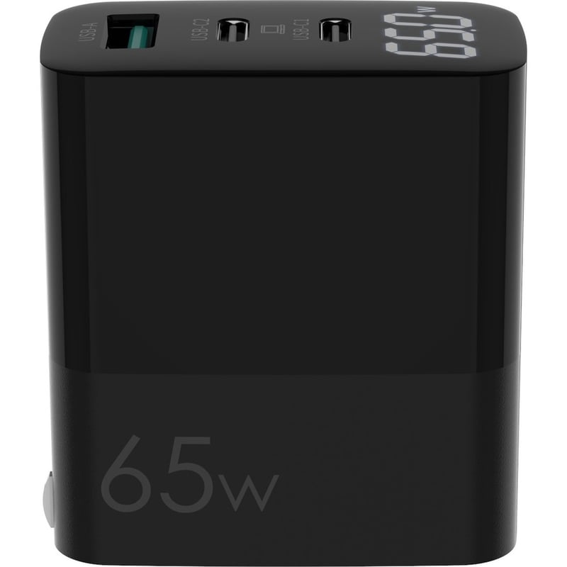 4XEM 65W GaN Wall Charger Triple Output with Display - Black - Thumbnail 4