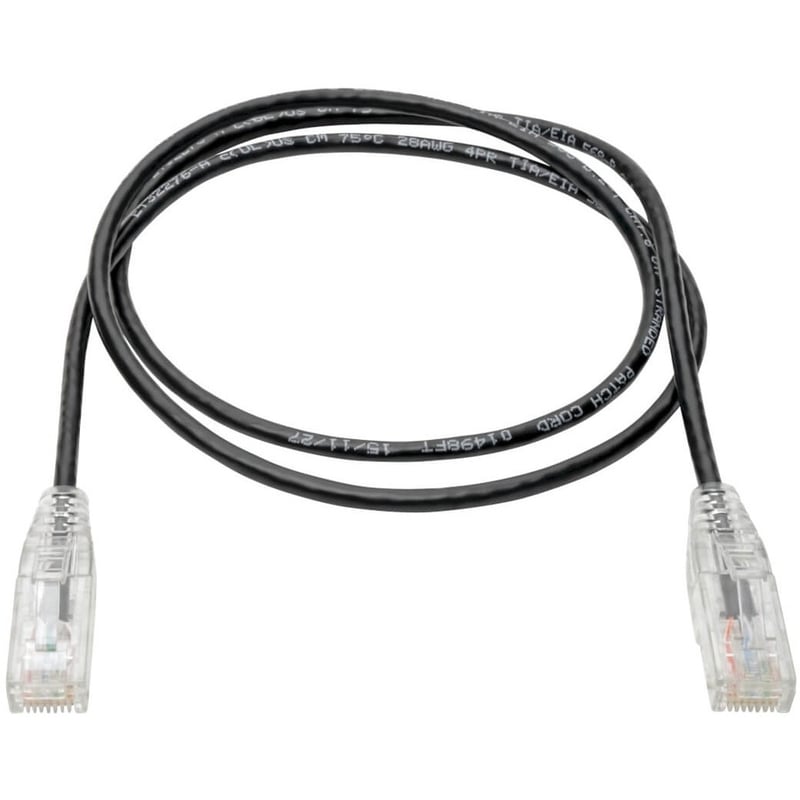 Eaton Tripp Lite Series Cat6 Gigabit Snagless Slim UTP Ethernet Cable (RJ45 M/M), PoE, Black, 2 ft. (0.61 m) - Thumbnail 2