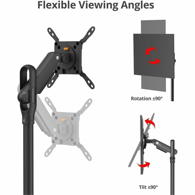 SINGLE 43 INCH PORTABLE MONITOR ARM TV ROLLING STAND-BLACK - Thumbnail 4