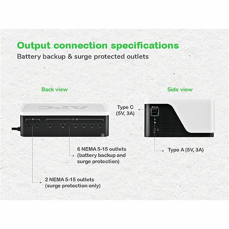 APC by Schneider Electric Back-UPS 900VA Floor/Wall Mountable UPS - Thumbnail 5