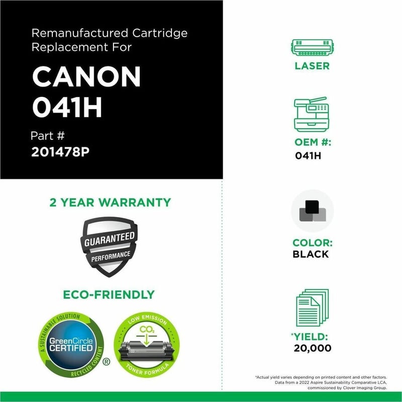 Clover Imaging Remanufactured High Yield Toner Cartridge for Canon 041H (0453C001) - Thumbnail 3
