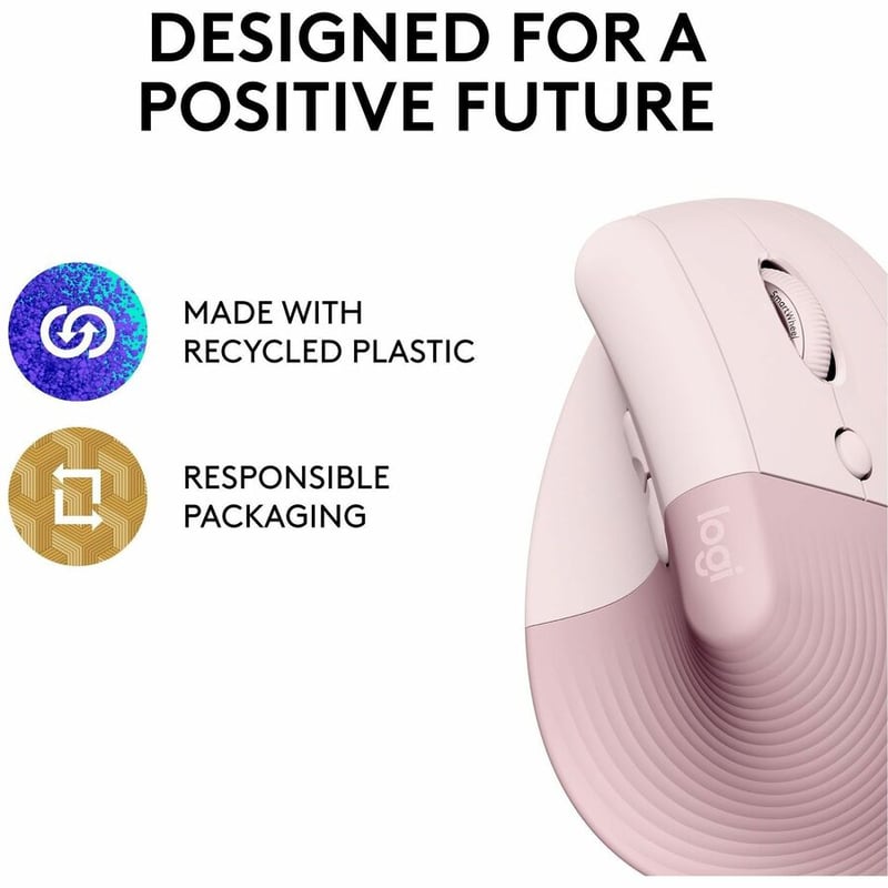 Logitech Lift Vertical Ergonomic Mouse (Rose) - Thumbnail 5