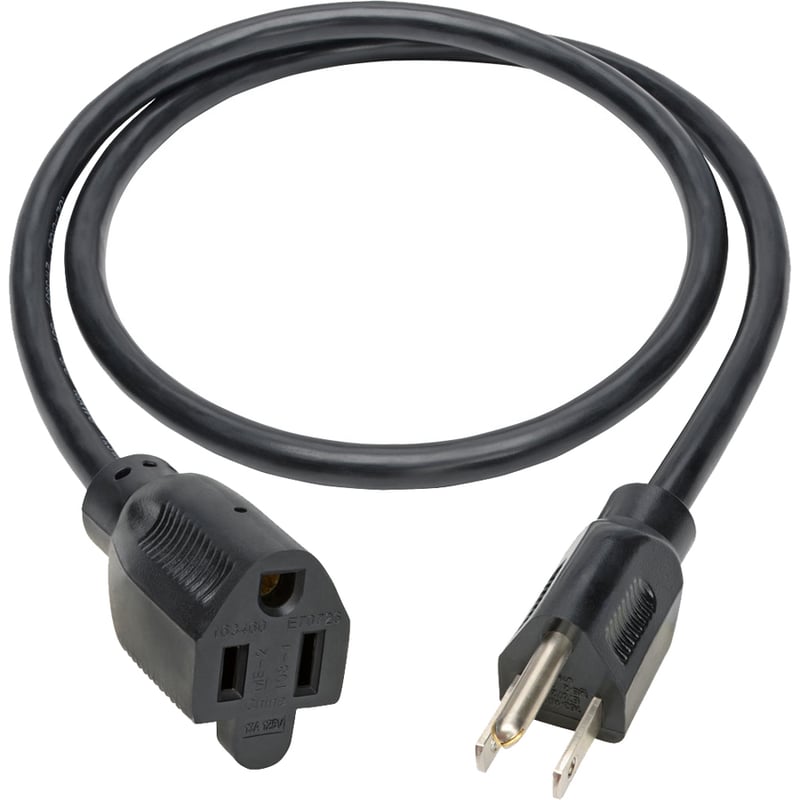 Eaton Tripp Lite Series Power Extension Cord, NEMA 5-15P to NEMA 5-15R - 13A, 120V, 16 AWG, 3 ft. (0.91 m), Black - Thumbnail 2