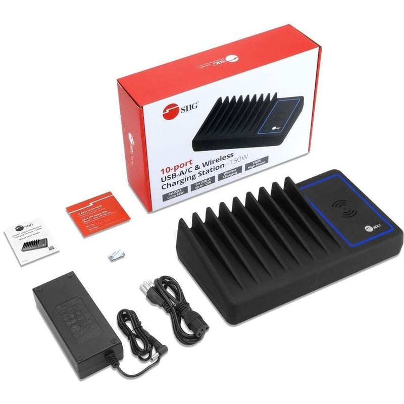 SIIG 10-Port USB-A/C & Wireless Charging Station - 150W - Thumbnail 3