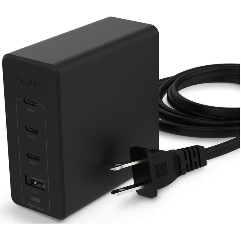 mophie speedport 120 120W 4-port GaN fast charger for Laptops, Smartphones, Tablets, USB-C and USB-A devices