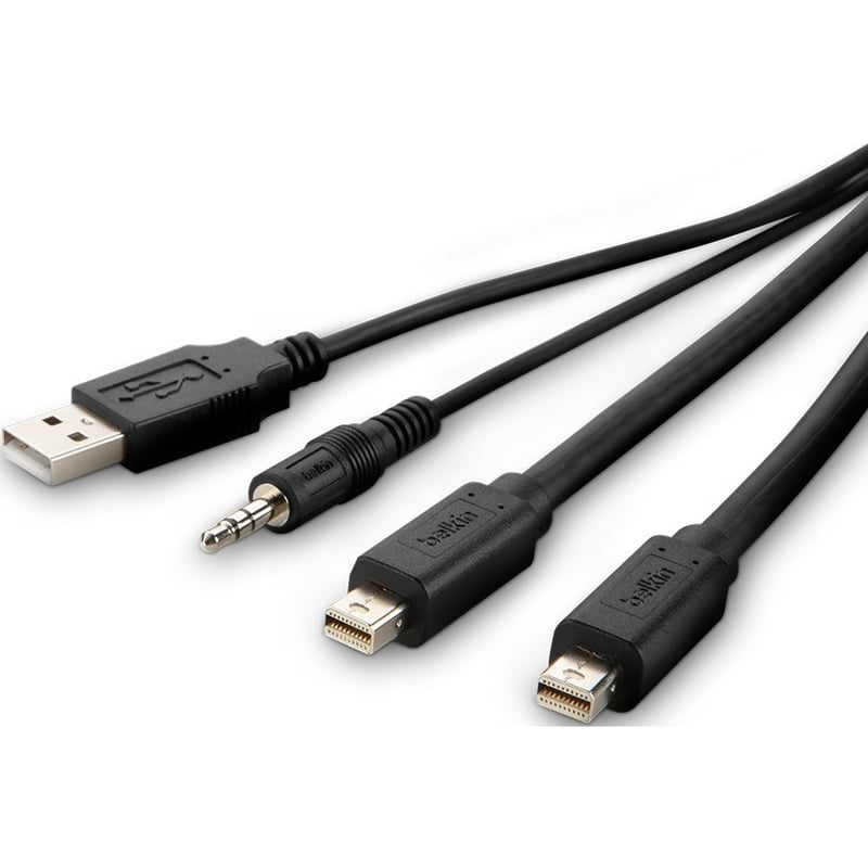 Belkin Dual MiniDP to DP + USB A/B + Audio Passive Combo KVM Cable - Thumbnail 3