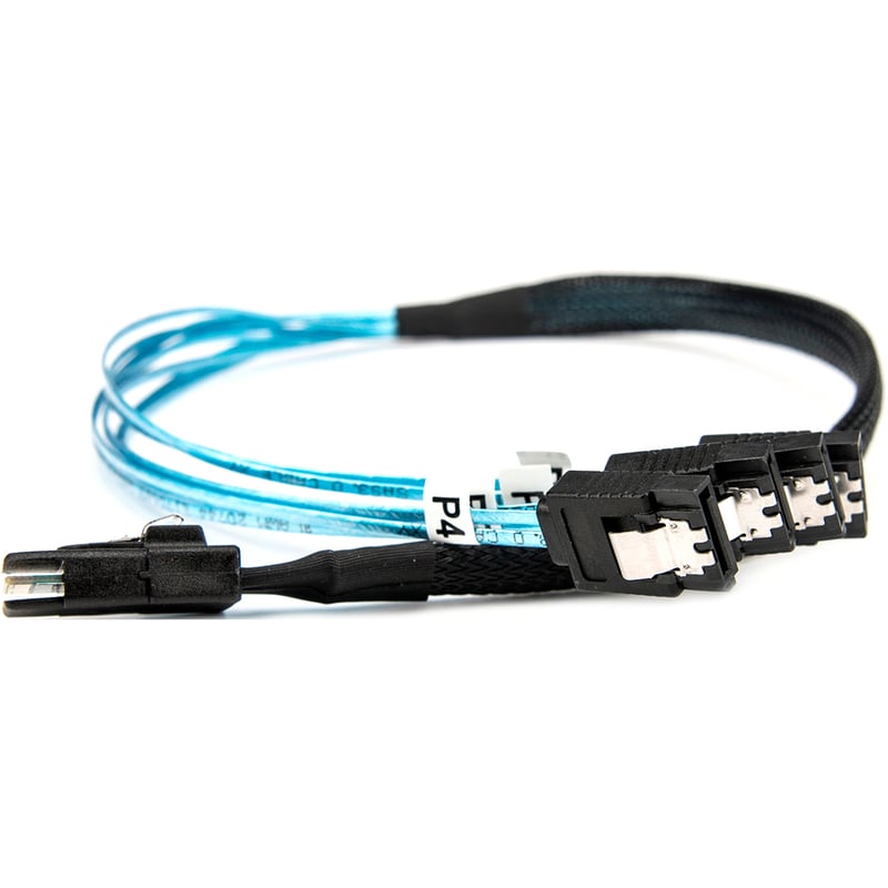 Rocstor Premium 20in Serial Attached SCSI SAS Cable - SFF-8087 to 4x Latching SATA - SAS/SATA for Hard Drive - 20in / 50cm - 1 Pack - SFF-8087 Male SAS - Male SATA - Blue SFF-8087 TO 4X SATA Cable - Thumbnail 4