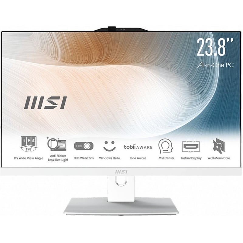 MSI Modern AM242TP 12M-056US All-in-One Computer - Intel Core i5 12th Gen i5-1240P - 8 GB RAM DDR4 SDRAM - 512 GB M.2 SSD - 23.8" Full HD 1920 x 1080 Touchscreen Display - Desktop - White - Thumbnail 2