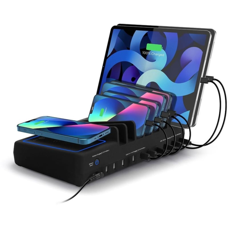 SIIG 10-Port USB-A/C & Wireless Charging Station - 150W - Thumbnail 2