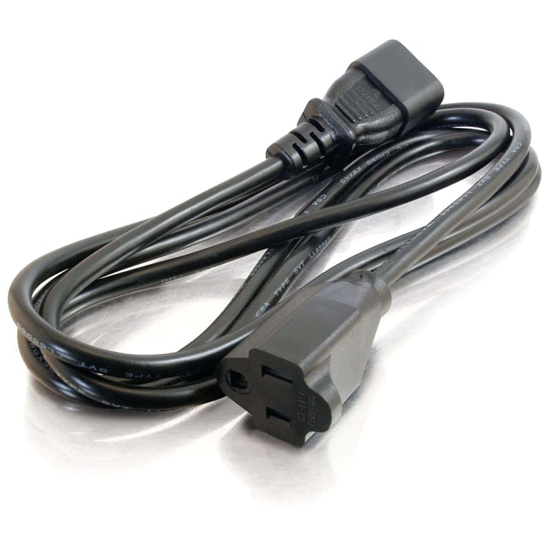 C2G 6ft 18 AWG Monitor Power Adapter Cord (IEC320C14 to NEMA 5-15R) - Thumbnail 2