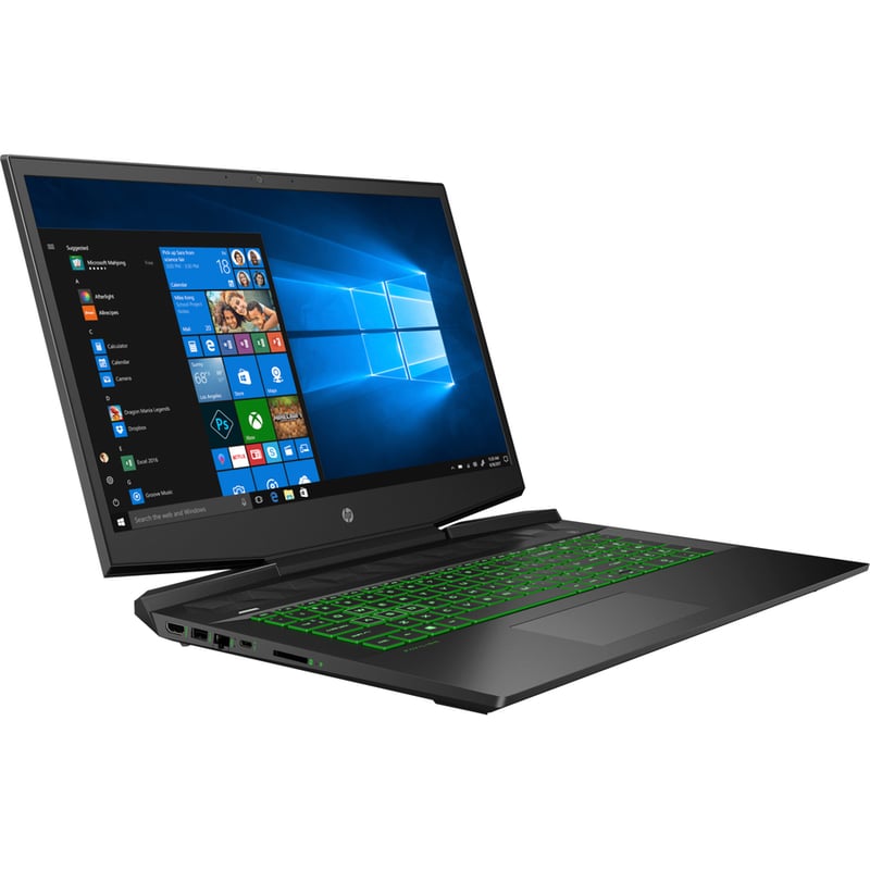 HP Pavilion Gaming 17-cd0000 17-cd0010nr 17.3" Gaming Notebook - Intel Core i5 9th Gen i5-9300H - 8 GB - 256 GB SSD - English Keyboard - Shadow Black, Green Chrome - Thumbnail 5