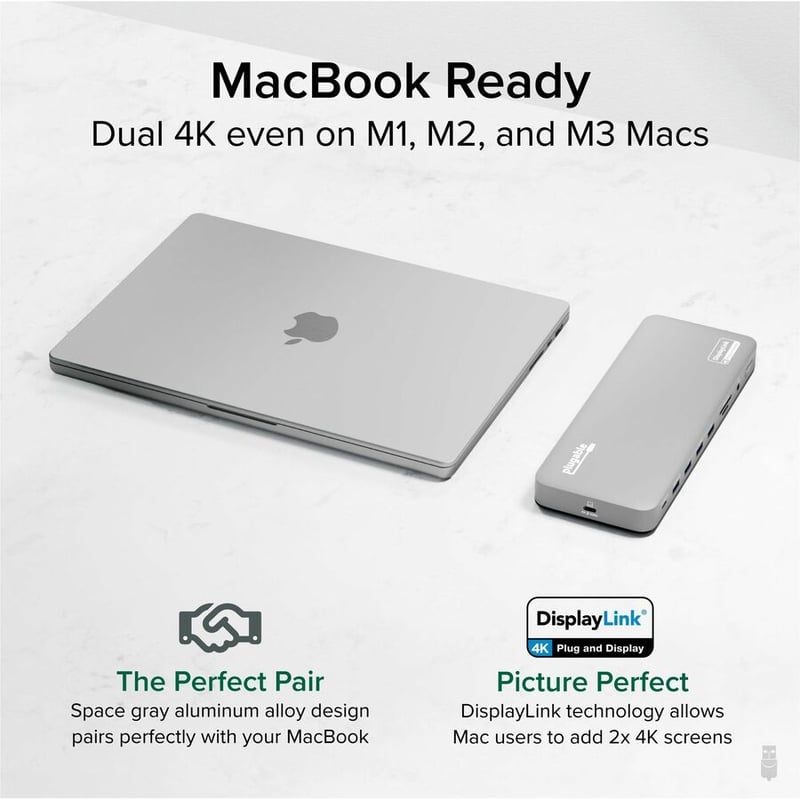 Plugable 13-in-1 USB C Docking Station Dual Monitor, 100W Charging, Dual 4K Displays 2x HDMI or 2x DisplayPort - Thumbnail 3