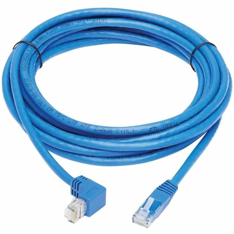Tripp Lite by Eaton Down-Angle Cat6 Gigabit Molded UTP Ethernet Cable (RJ45 Right-Angle Down M to RJ45 M) Blue 15 ft. (4.57 m) - Thumbnail 2