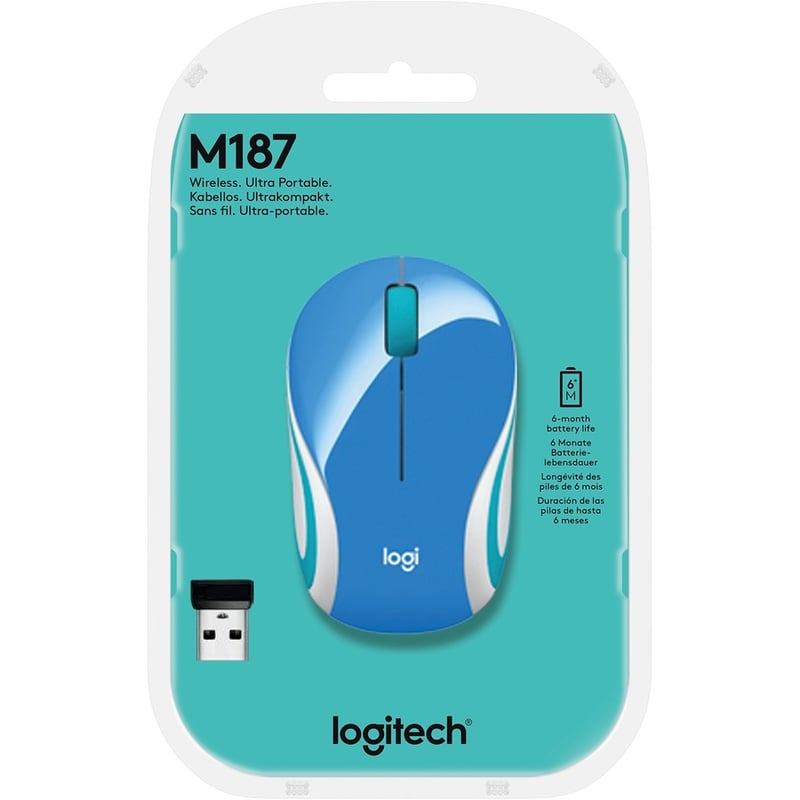 Logitech Wireless Mini Mouse M187 Ultra Portable, 2.4 GHz with USB Receiver, 1000 DPI Optical Tracking, 3-Buttons, PC / Mac / Laptop - Palace Blue - Thumbnail 5