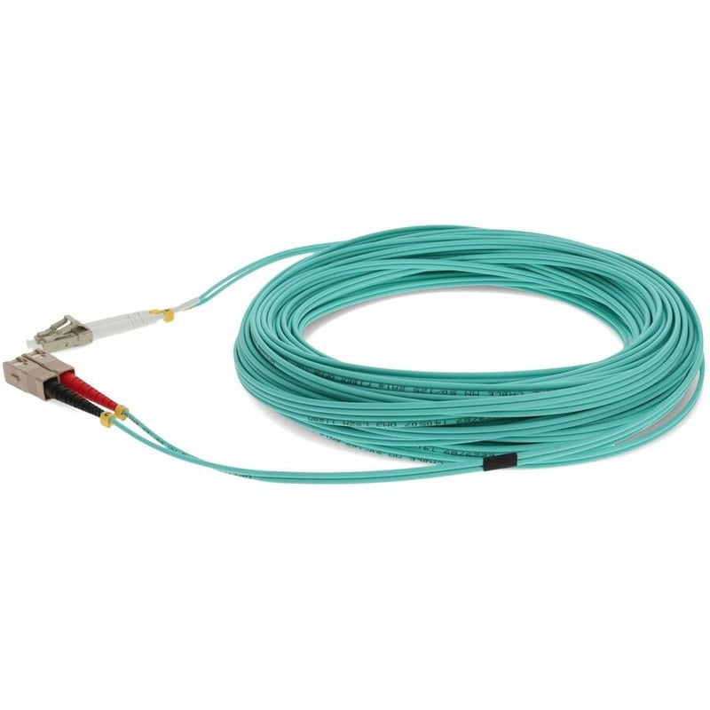 AddOn 40m SC to LC Aqua OM3 Duplex OFNR (Riser-Rated) Fiber Patch Cable - Thumbnail 2