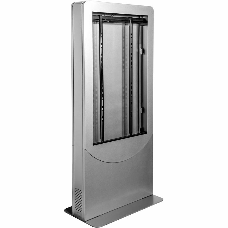 55IN CURVE TOTEM/PORTRAIT KIOSK WITH WHEELED BASE SILVER - Thumbnail 1