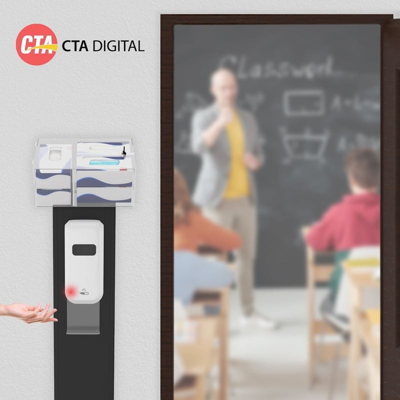 CTA Digital Premium Locking Sanitizing Station Stand with Graphic Card Slot (Black) - Thumbnail 2